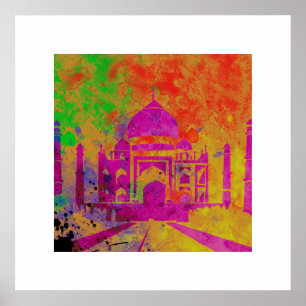 BEVESTIGING VAN KLEUREN HOLI OP DE TAJ POSTER