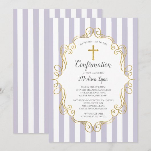 Bevestiging van lavendel- en goudmeisjes in Lijst Kaart (Voorkant / Achterkant)