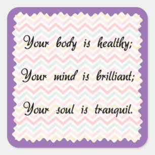 Bevestiging van lichaam en geest vierkante sticker