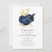 Bevestiging van Navy Blue en Gold  Roos Kaart (Voorkant)