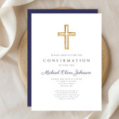Bevestiging van Navy Blue Religious Cross Boy Kaart