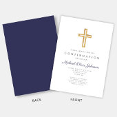 Bevestiging van Navy Blue Religious Cross Boy Kaart
