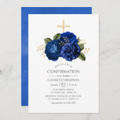 Bevestiging van Royal Blue en Gold Floral Kaart (Voorkant / Achterkant)