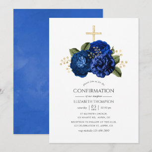 Bevestiging van Royal Blue en Gold Floral Kaart