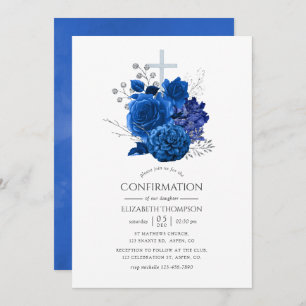 Bevestiging van Royal Blue en Silver Floral Kaart