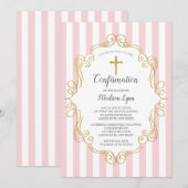 Bevestiging van roze en gouden Lijsten meisjes Kaart (Voorkant / Achterkant)