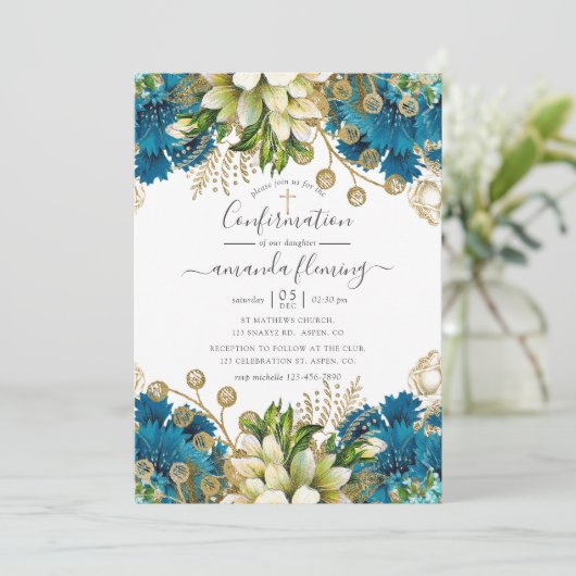 bevestiging van Turquoise en Gold Shabby Kaart (Staand voorkant)