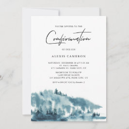 Bevestiging van waterverf Blue Forest Winter Kaart