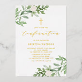 Bevestiging van waterverf Greenery en White Flower Folie Uitnodiging (Voorkant)