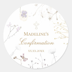 Bevestiging van wilde bloemen ronde sticker