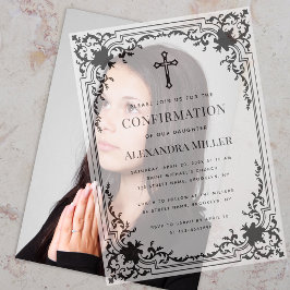 Bevestiging Vintage Elegant Religieus Transparant Vellum Uitnodigingen