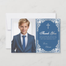 Bevestiging Vintage Klassiek Blauw Zilveren Jongen