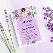 Bevestiging violette paarse bloemen kruis meisje kaart