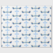Bevestiging voor doop Jongensnaam Blauw Kruis Cadeaupapier (Vlak)