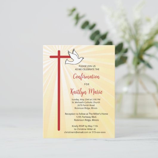 Bevestiging voor een Girls Cross Dove Gold Rays Kaart (Staand voorkant)