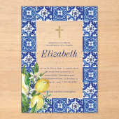 Bevestiging voor haar citroen mediterrane Tegel Acryl Uitnodigingen (Voorkant)