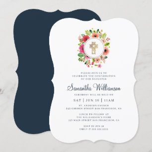 Bevestiging voor haar Waterverf Floral Cross Kaart