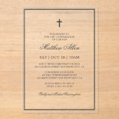 Bevestiging voor hem | Elegant Classic Cross Acryl Uitnodigingen (Voorkant)