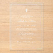 Bevestiging voor hem | Elegant Classic Cross Acryl Uitnodigingen (Voorkant)