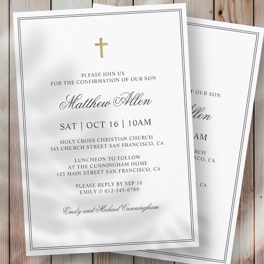 Bevestiging voor hem | Elegant Classic Cross Kaart