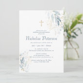 Bevestiging voor Him Modern Foliage Gold Cross Kaart (Staand voorkant)