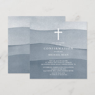 Bevestiging voor jongens in blauwe waterverf kaart