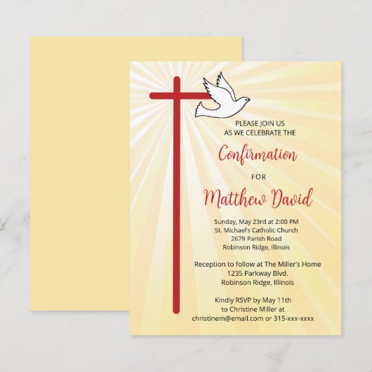 Bevestiging voor Male Cross Dove Gold Rays Kaart (Voorkant / Achterkant)