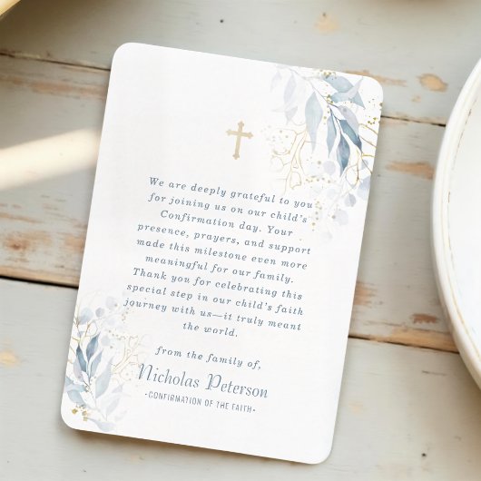 Bevestiging voor Modern Foliage Gold Cross Bedankkaart