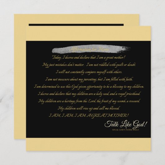 Bevestiging voor moeders - single note Kaart (Voorkant / Achterkant)