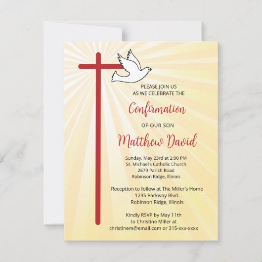 Bevestiging voor Son Cross Dove Gold Rays Kaart (Voorkant)