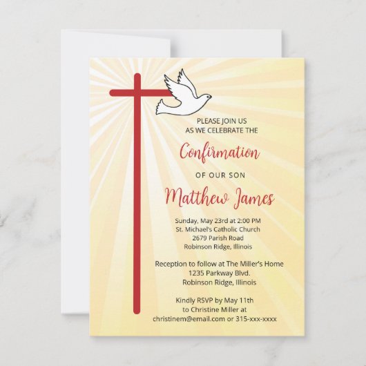 Bevestiging voor Son Cross Dove Gold Rays Kaart (Voorkant)