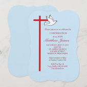 Bevestiging voor zoon met kruis en duif blauw kaart (Voorkant / Achterkant)