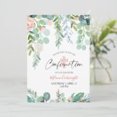 Bevestiging Waterverf Floral roze groen script Kaart (Staand voorkant)