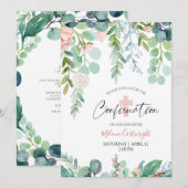 Bevestiging Waterverf Floral roze groen script Kaart (Voorkant / Achterkant)