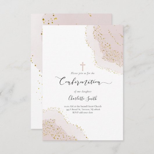 Bevestiging waterverf roze agaatdecor kaart (Voorkant / Achterkant)