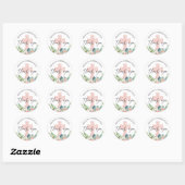 Bevestiging Waterverf Roze Floral Hartelijk dank Ronde Sticker (Vel)