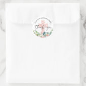 Bevestiging Waterverf Roze Floral Hartelijk dank Ronde Sticker (Tas)