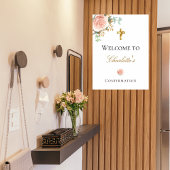 Bevestiging wazig roze florale eucalyptus welkom poster