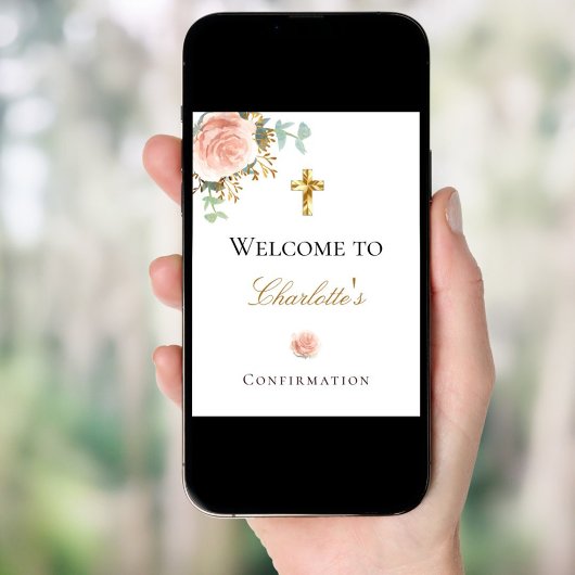 Bevestiging wazig roze florale eucalyptus welkom poster