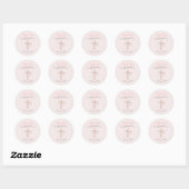 Bevestiging: wazig roze florale kruisnaam ronde sticker (Vel)