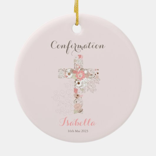 Bevestiging: wazig roze spoelkruis keramisch ornament (Achterkant)