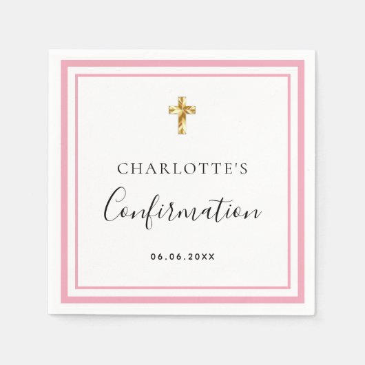 Bevestiging: wazig roze witte naammeisje servet (Voorkant)