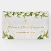 Bevestiging Welkom Bloemen Calla Lelies Marmer Spandoek (Horizontaal)