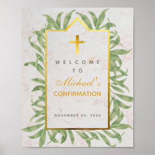 Bevestiging Welkom groen Faux Gold Botanical Poster
