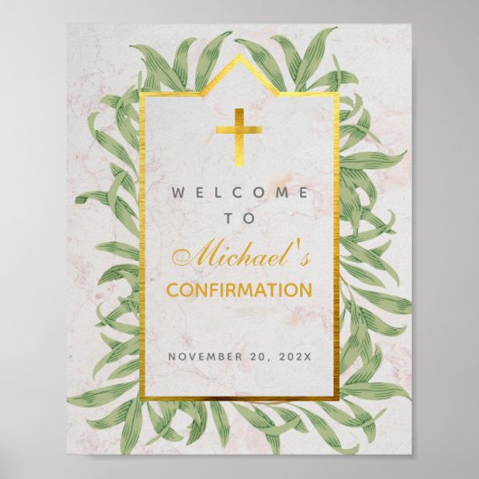 Bevestiging Welkom groen Faux Gold Botanical Poster (Voorkant)