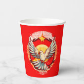 Bevestiging White Dove Red Flamed Custom Papieren Bekers (Achterkant)