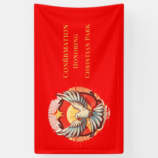 Bevestiging White Dove Red Flamed Custom Spandoek (Verticaal)