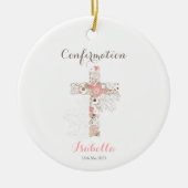 Bevestiging wit floraal kruis keramisch ornament (Voorkant)