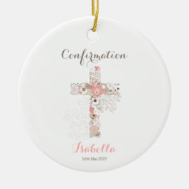 Bevestiging wit floraal kruis keramisch ornament