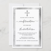 Bevestiging wit zilveren kruis kaart (Voorkant)